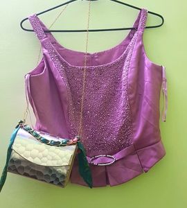 Embroided Partywear Heavy Satin Top Bust 32/34