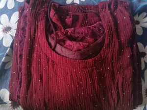 Sequenced A Line Kurti With Fancy Handwork