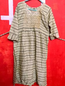 Striped Dress with Embroidery