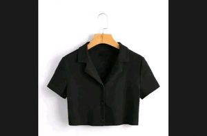 Black 3/4 Sleeve Button-Down Shirt