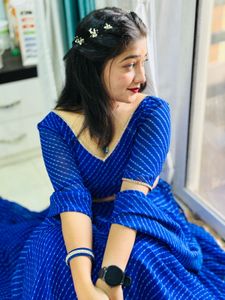 Elegant Blue Striped Dress
