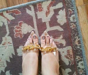 Chain Detail Pointed Toe Mules