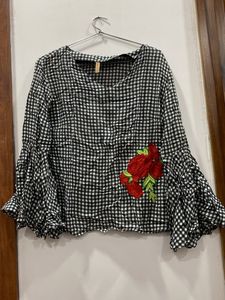 Black Bell Sleeves Top