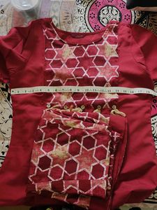 Maroon Printed Kurta Set