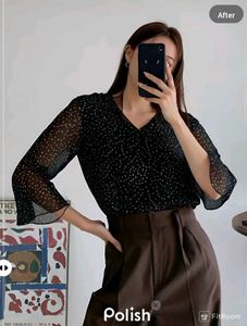New With Tag Korean Polka Dotted Baggy Top