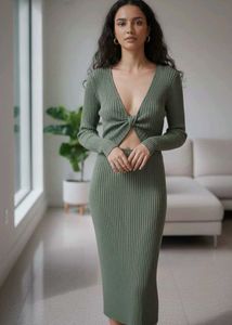 Stylish Olive Green Knit Dress