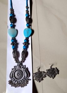 Beautiful ❤️ Silver And Blue 💙 Design Jewellery S