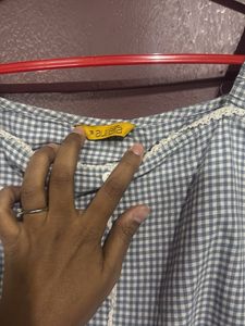 Gingham Button-Front Midi Dress
