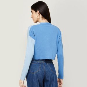 Colourblocked V-Neck Crop Top