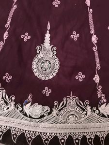 Vintage Poshak Maroon &amp; Silver Embellished Lehenga