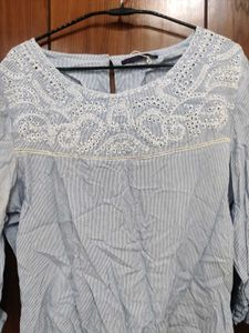 Embroidery Blue Top