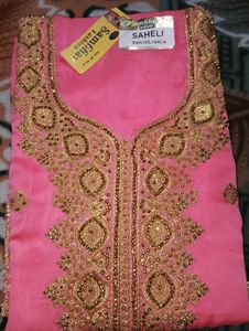 Pink & Gold Embroidered Indian Suit