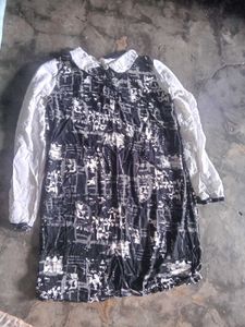 Abstract Print Long Sleeve Dress