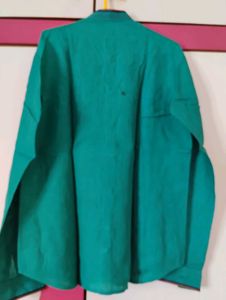 Teal Mandarin Collar Shirt