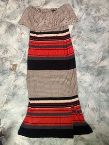 Striped Maxi OffShoulder Dress