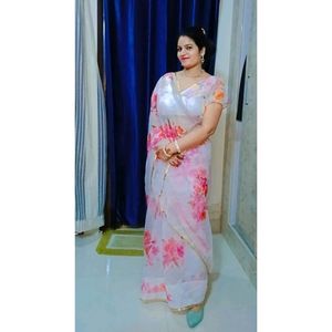 Bollywood Floral Organza Saree