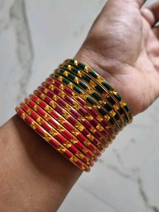 Glass Bangles Red Maroon Green