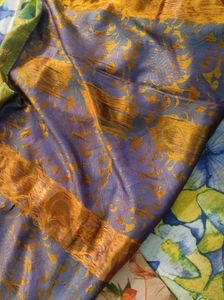 Royal Blue And Green Korvai Kanchipuram Silk Saree