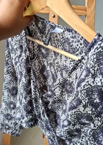 H&amp;M Snakeskin Print Wrap Top