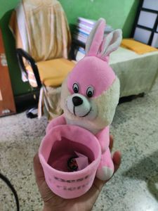 Pink Bunny Plush &#34;Best Friends&#34; Holder