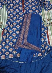Blue Printed Kurta Set (anarkali)