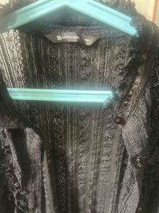 Lace Cardigan With Crystal Buttons