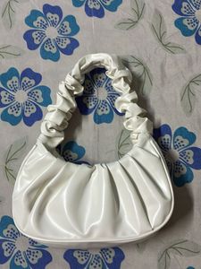 White Ruched Handbag