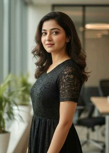 ElegantBlack Lace Dress,febric floral,Loose Sleeve