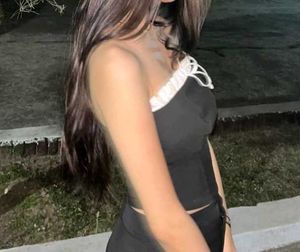 Black &amp; White Ruffle corset Top