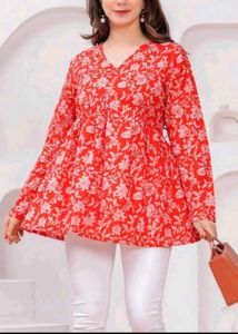 Red Floral Print Top