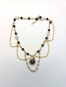 Beautiful Handmade Golden Black and White Necklace