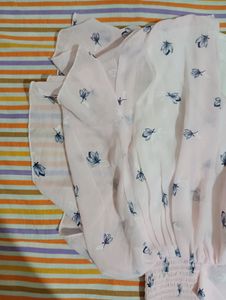 Crop Top With Frill Sleeves