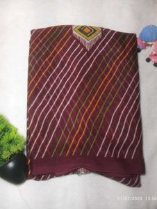 Maroon Striped Saree