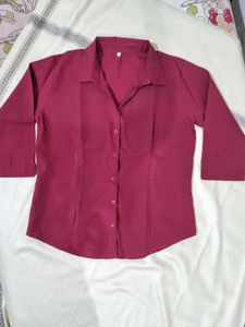 Maroon Red Abstract Shirt Women