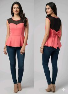 Chic Peplum Top with Bow Detail