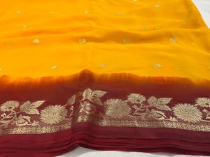 ZARI WORK MUSTARD YELLOW SAREE