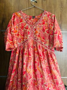 Aliyacut Kurti With Mirror Work Neck