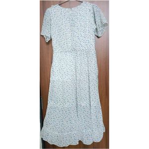 White Floral Print Dress