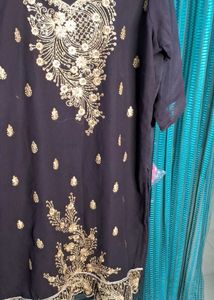 Red Embellished Kurta