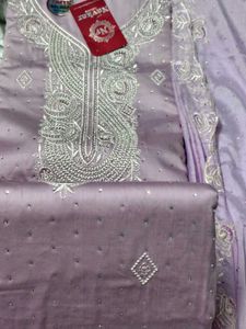 Embroidered unstiched suit for party wear