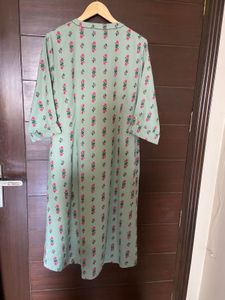 W Sea Green Low High Printed Kurta (16)