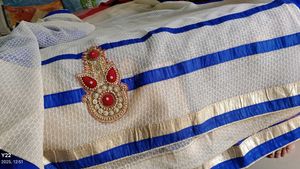 Elegant Blue &amp; creamy Saree