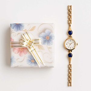 Elegant Gold Watch with gift Box Packaging