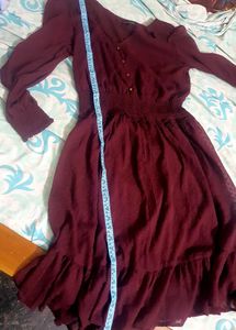 Burgundy Ruffle Midi Dress