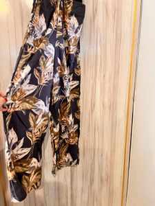 Front Cut Tropical Print Jumpsuit