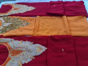 Embroidered Salwar Kameez Suit Fabric With Dupatta