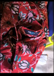Red Printed Kurta With Trouser &amp; Dupatta