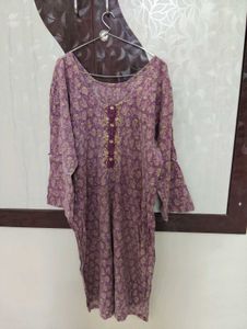 Elegant Purple Printed Kurta Set
