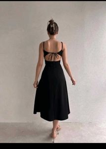 Elegant Black Slit Midi Dress