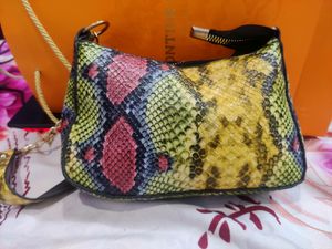 Chanel Snake print Leather Hand Bag